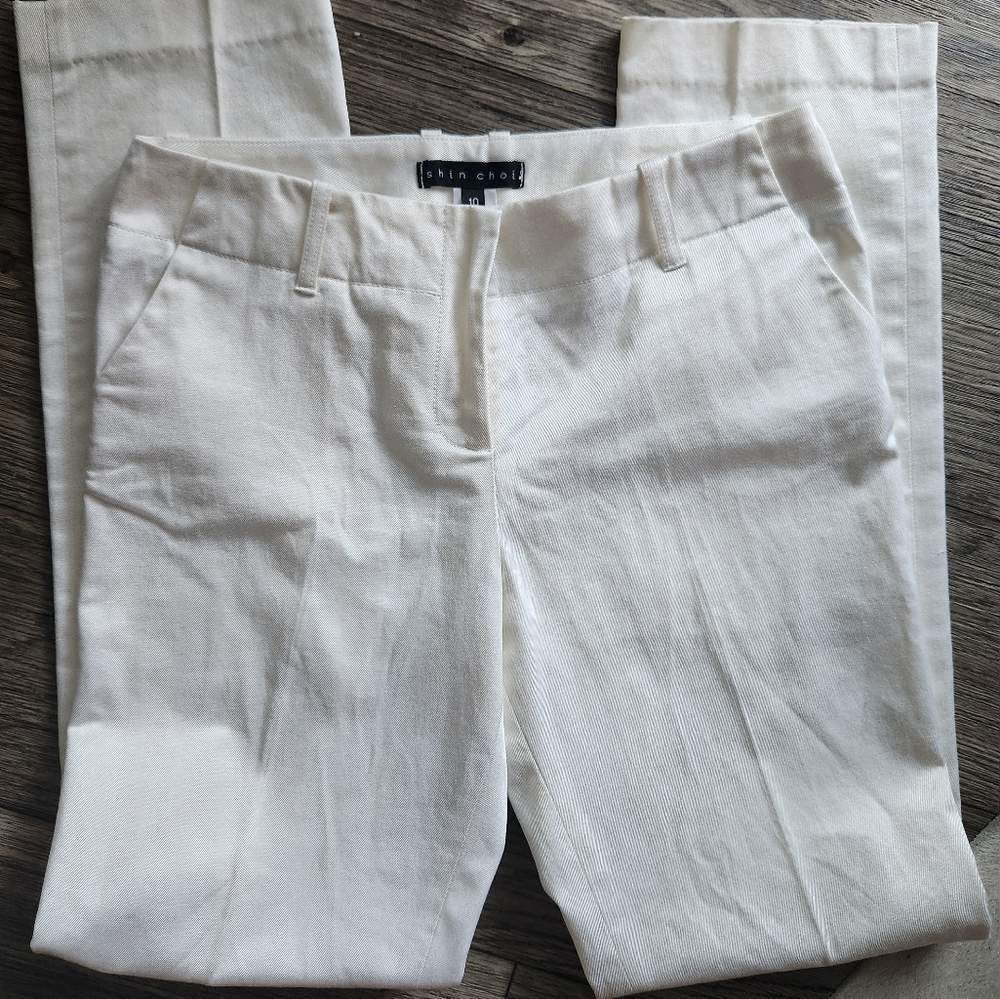 Shin Choi Ivory Straight Leg Trouser Pants Size 10